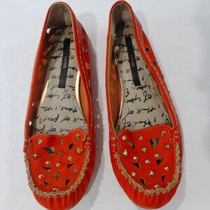 Kensie Women's Moccasins Leather Orange Hollow Rivets Loafers Shoes‎ Size 11M